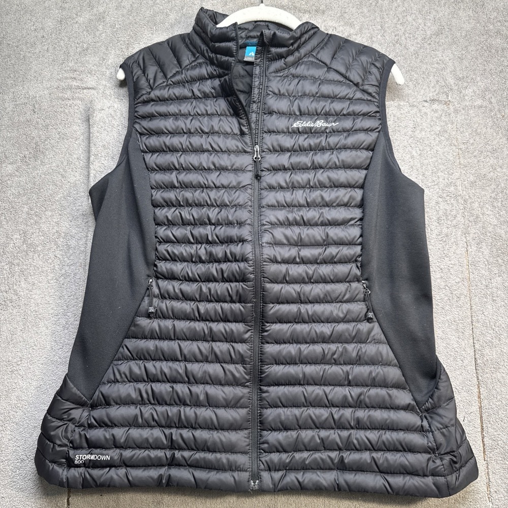 Eddie Bauer First Ascent StormDown 800 Vest Women's Large Black Puffer Packable